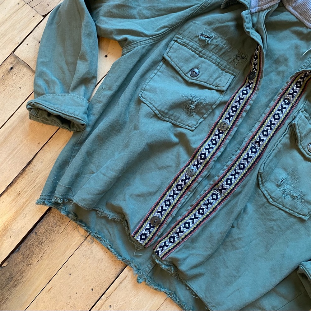 Free People Weekend Warrior Military Jacket Hood - Picture 6 of 14